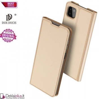 Dux Ducis dirbtinės odos atverčiamas dėklas - auksinės spalvos (telefonui Samsung A22 5G)